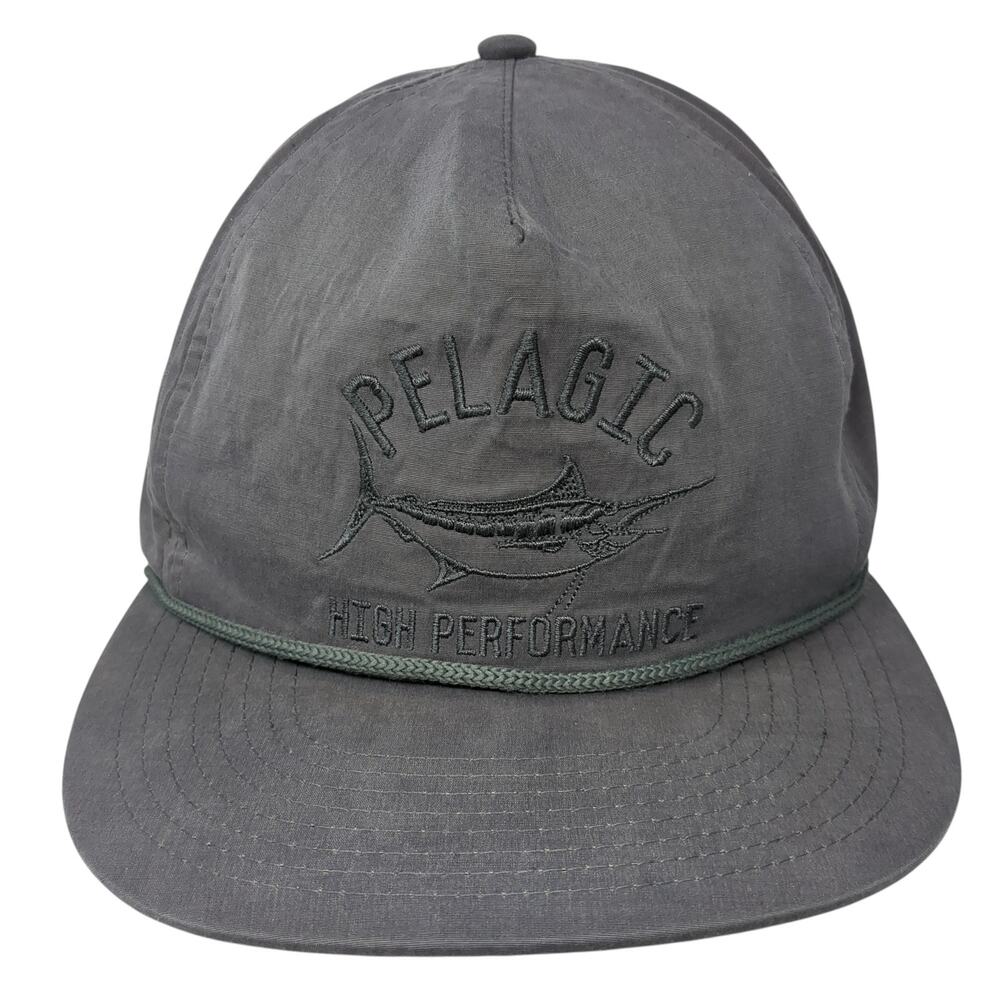 Pelagic High Performance Snapback 5 Panel Cap Gray One Size Adjustable Rope